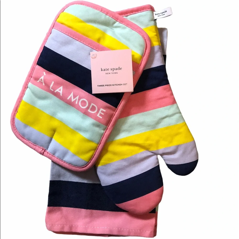🎉 HP 🎉🆕 Kate Spade Ice Cream Stripe 3 Piece Kitchen Set